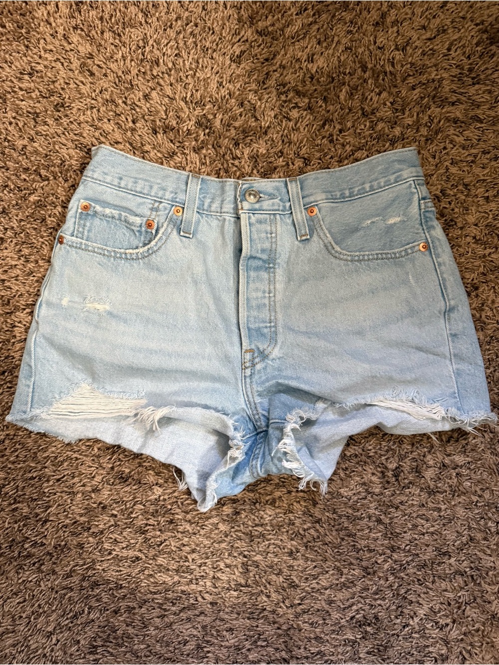 Levi's Light Blue Distressed Denim Cutoff Shorts